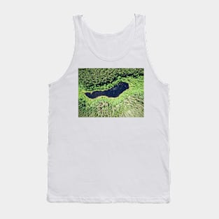 Bird's eye view of a small lake in the midst of forests Tank Top